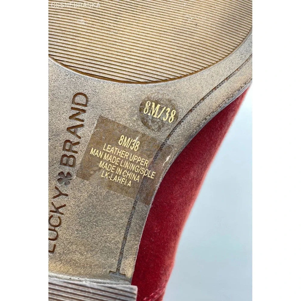 LUCKY BRAND Lahela Ankle Boots‎ in Red/Sable Suede - Size 8/38